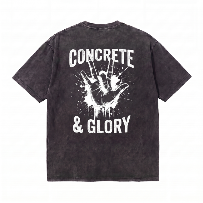 Lawless Row "Concrete & Glory" Oversized Tee | Washed Black Streetwear Hover Image