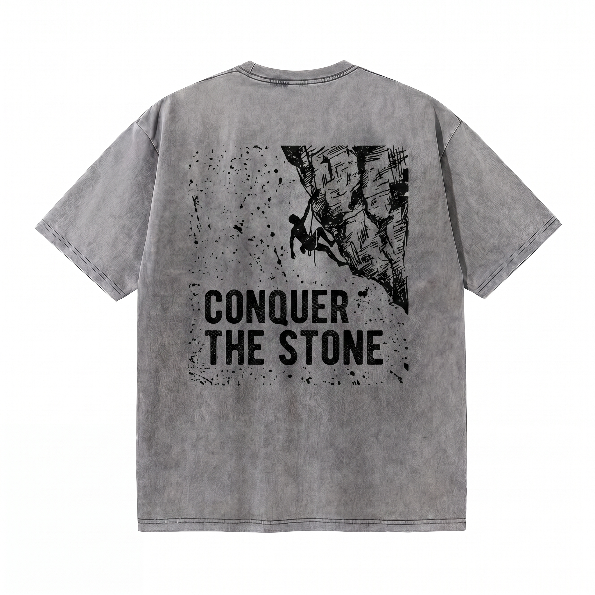 Lawless Row "Conquer The Stone" Oversized Climbing Tee | Washed Grey Streetwear
