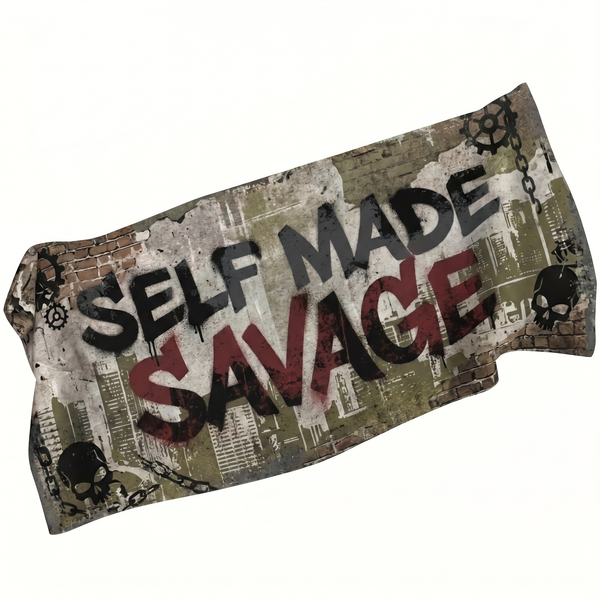 Lawless Row "Self Made Savage" Graffiti Beach Towel | Urban Skull & Chain Towel