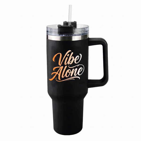 Lawless Row "Vibe Alone" 40oz Tumbler | Matte Black Insulated Cup