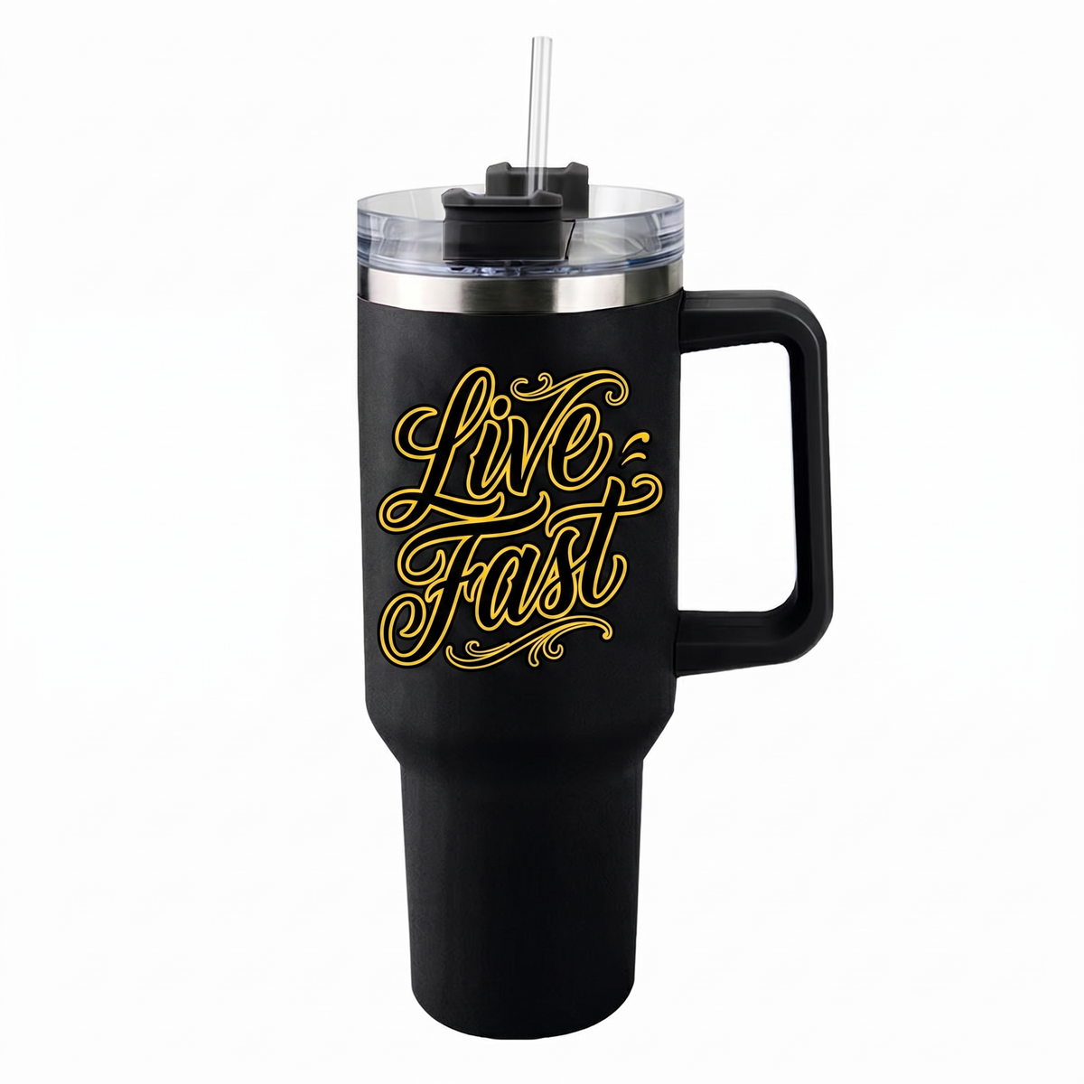 Lawless Row "Live Fast" 40oz Tumbler | Matte Black Insulated Cup