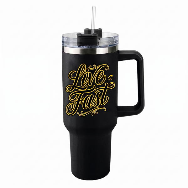 Lawless Row "Live Fast" 40oz Tumbler | Matte Black Insulated Cup