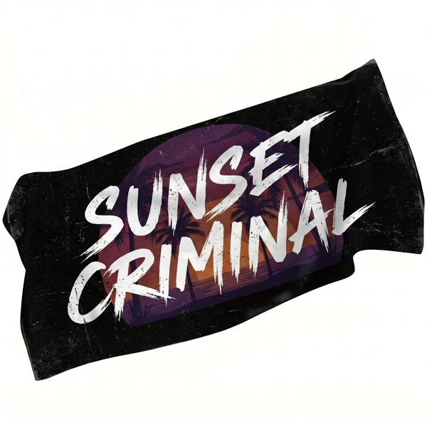 Lawless Row "Sunset Criminal" Beach Towel | Retro Palm Sunset Towel