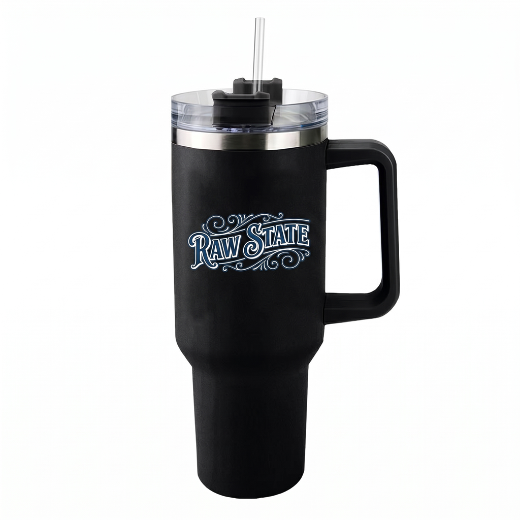 Lawless Row "Raw State" 40oz Tumbler | Matte Black Western Style Cup