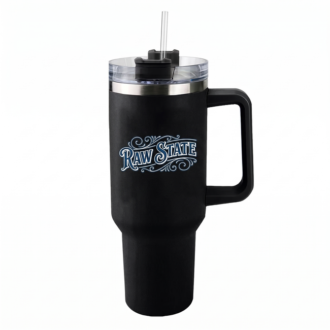 Lawless Row "Raw State" 40oz Tumbler | Matte Black Western Style Cup Hover Image