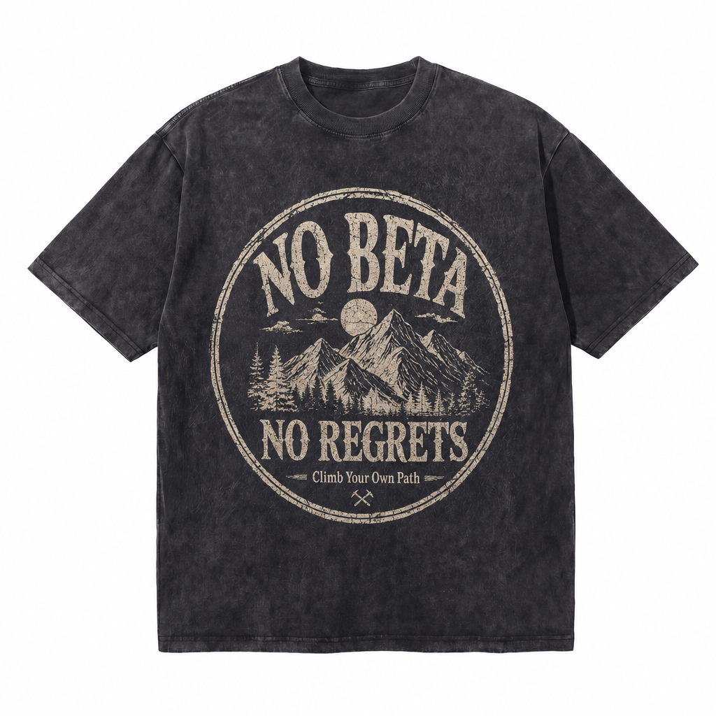 Lawless Row "Dirtbag Climb Till Dusk" Oversized Tee | Washed Black Climbing Streetwear