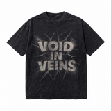 Lawless Row "Void In Veins" Oversized Grunge Tee | Washed Black Streetwear