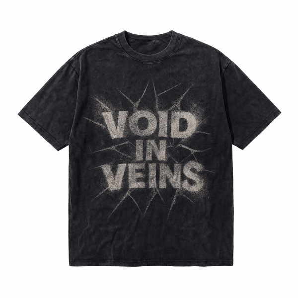Lawless Row "Void In Veins" Oversized Grunge Tee | Washed Black Streetwear