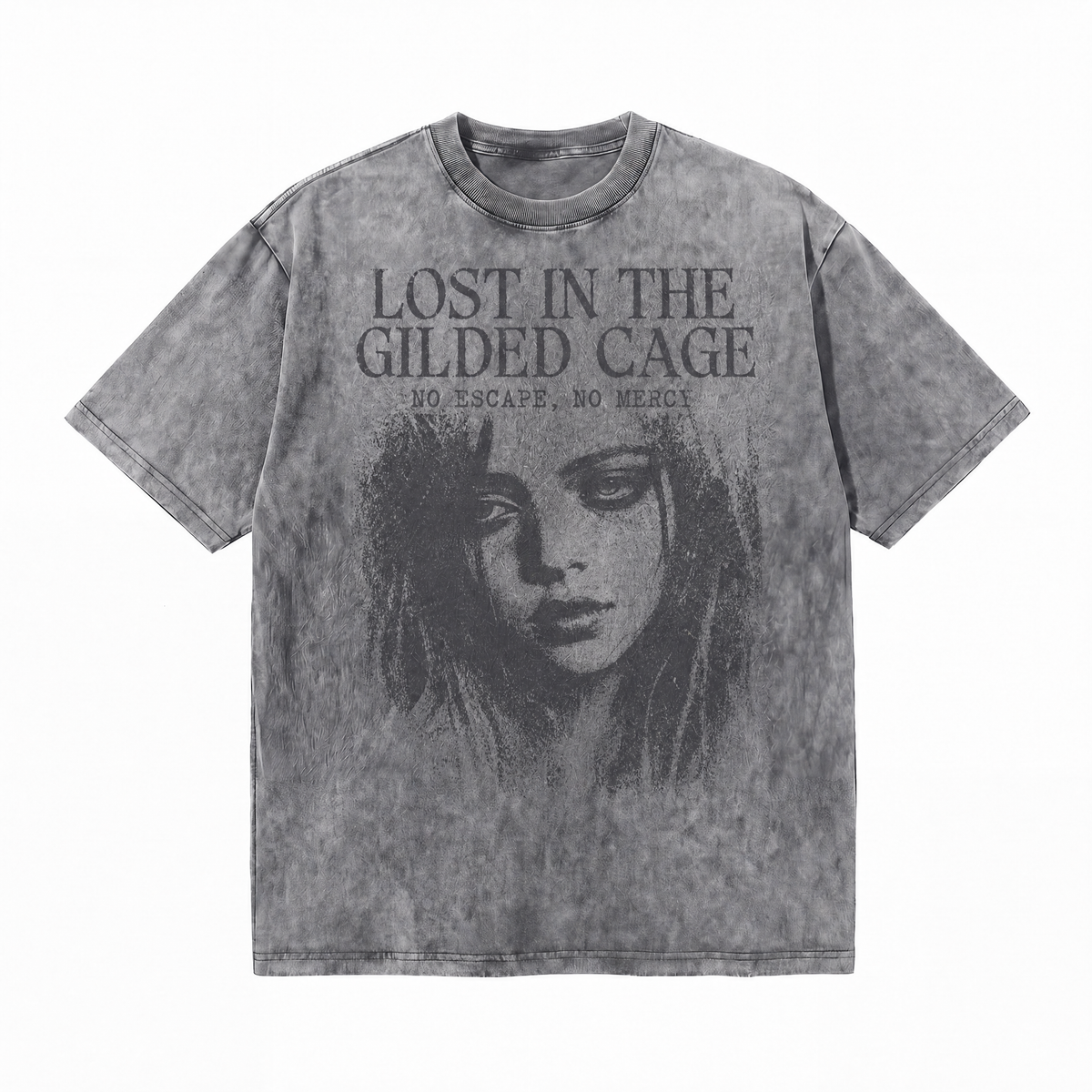 Lawless Row "Lost In The Gilded Cage" Oversized Tee | Washed Grey Streetwear