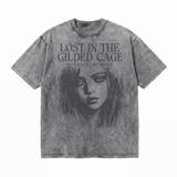 Lawless Row "Lost In The Gilded Cage" Oversized Tee | Washed Grey Streetwear