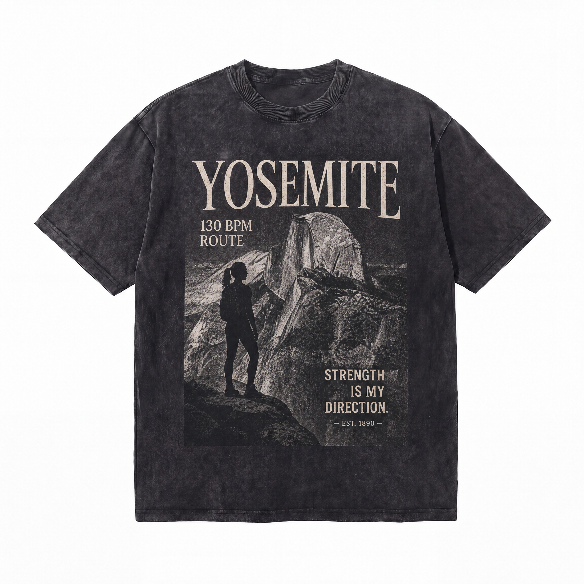 Lawless Row "Yosemite Strength" Climbing Washed Black Oversized Tee