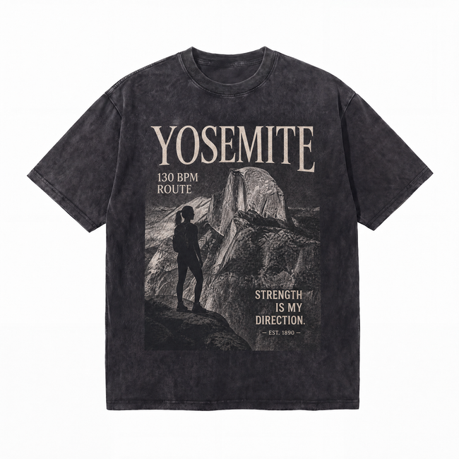 Lawless Row "Yosemite Strength" Climbing Washed Black Oversized Tee Hover Image
