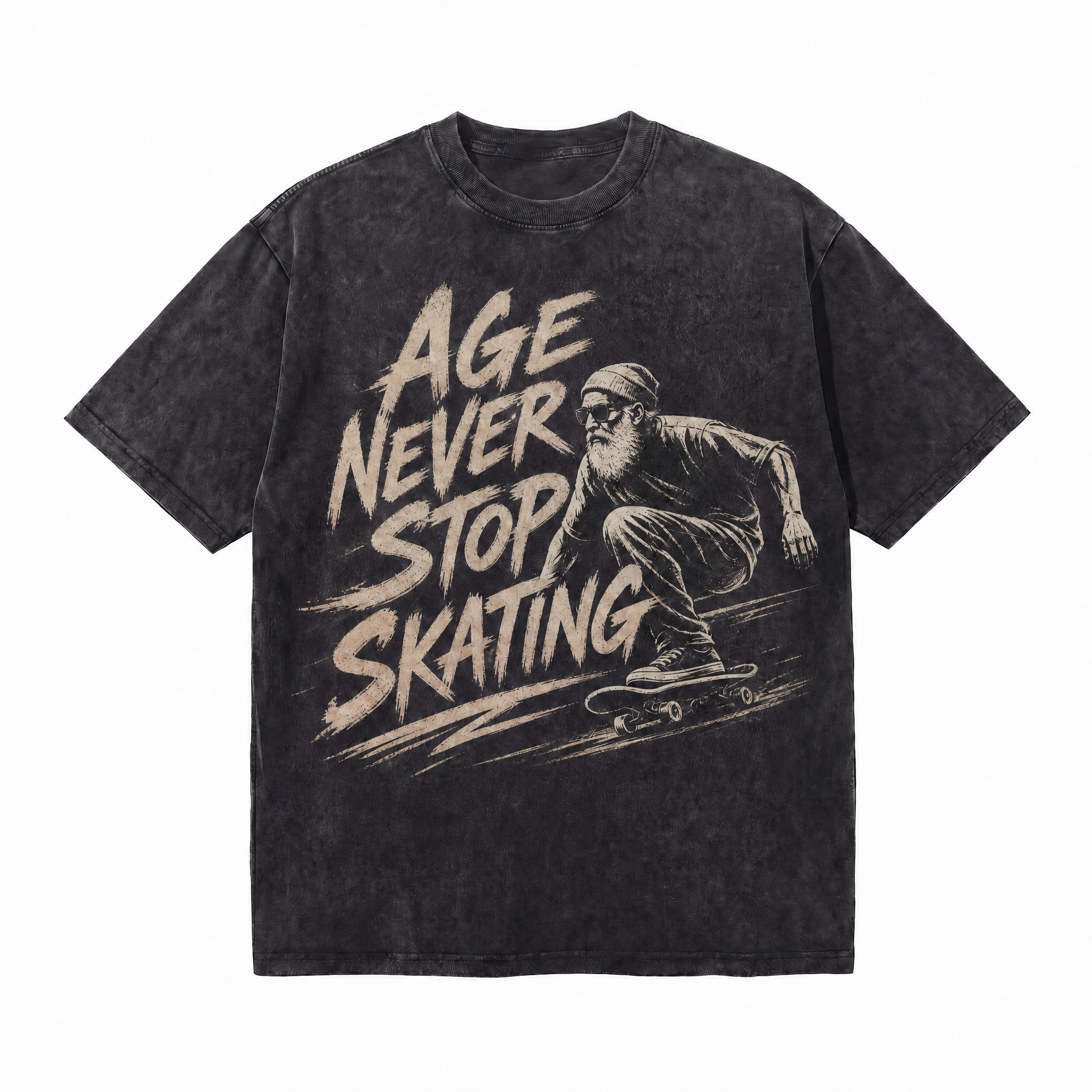 Lawless Row "Age Never Stop Skating" Washed Black Oversized Tee