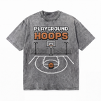 Lawless Row "Playground Hoops" Pixel Court Washed Grey Oversized Tee