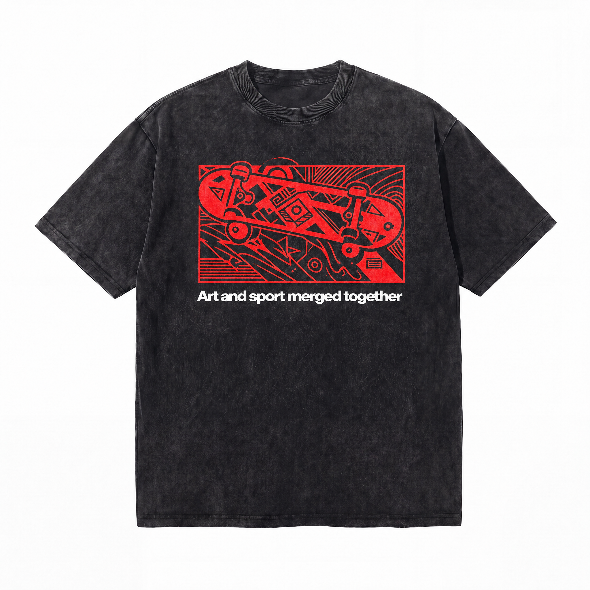 Lawless Row "Art & Sport Tribal Skate" Washed Black Oversized Tee