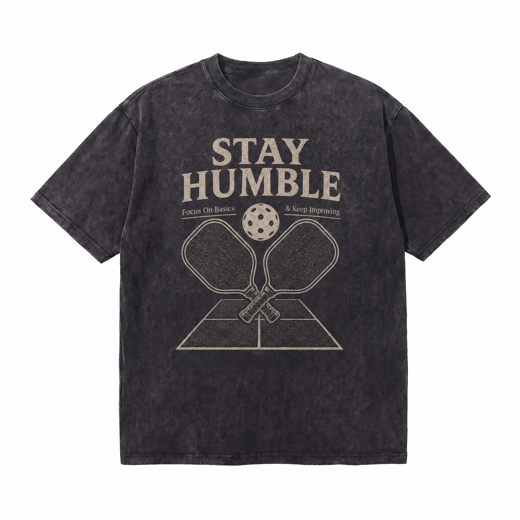 Lawless Row "Stay Humble" Pickleball Washed Black Oversized Tee