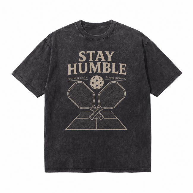 Lawless Row "Stay Humble" Pickleball Washed Black Oversized Tee Hover Image