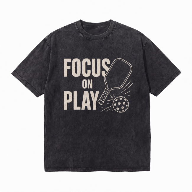 Lawless Row "Focus On Play" Pickleball Washed Black Oversized Tee Hover Image
