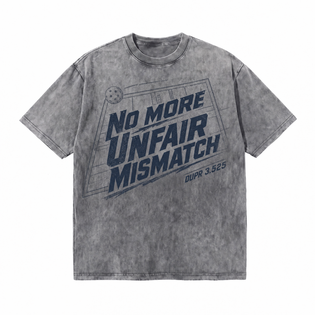 Lawless Row "No More Unfair Mismatch" Pickleball Attitude Washed Grey Oversized Tee Hover Image