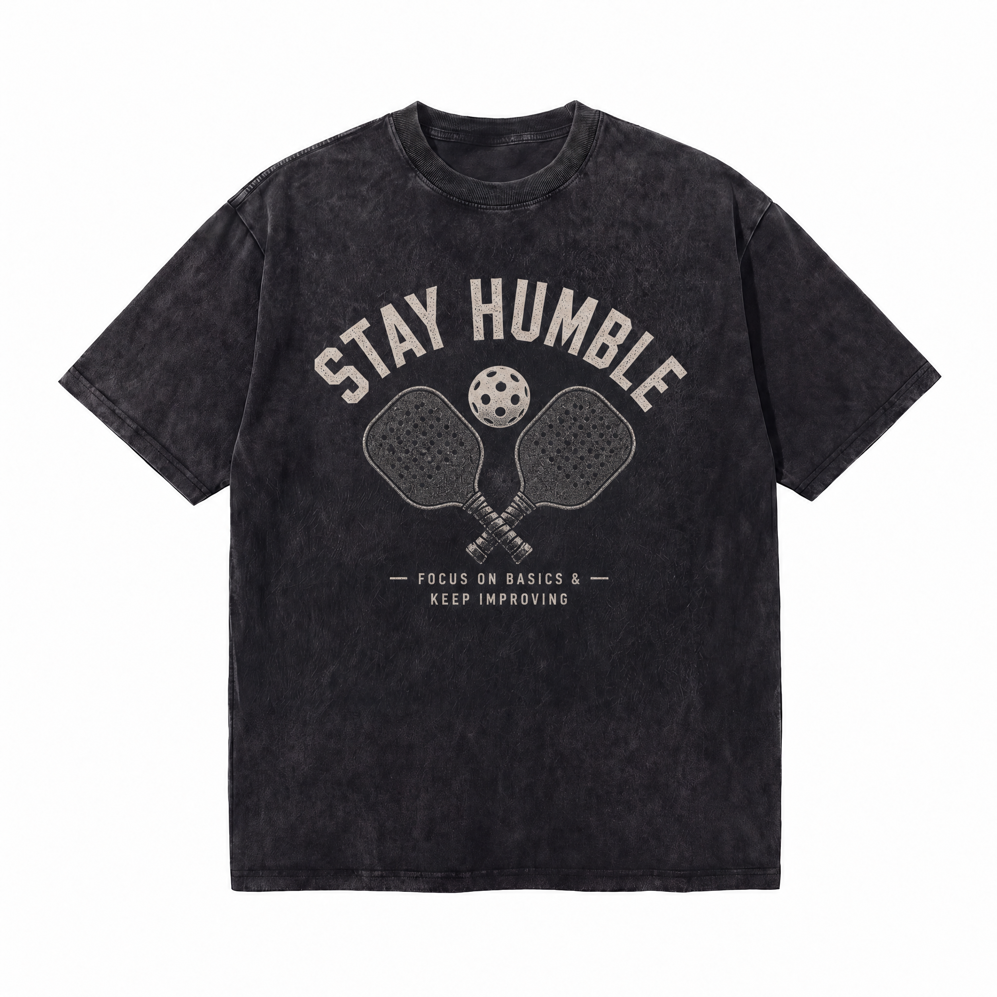 Lawless Row "Stay Humble" Pickleball Attitude Washed Black Oversized Tee