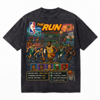 Lawless Row "The Run" NBA Legends Pixel Washed Black Oversized Tee
