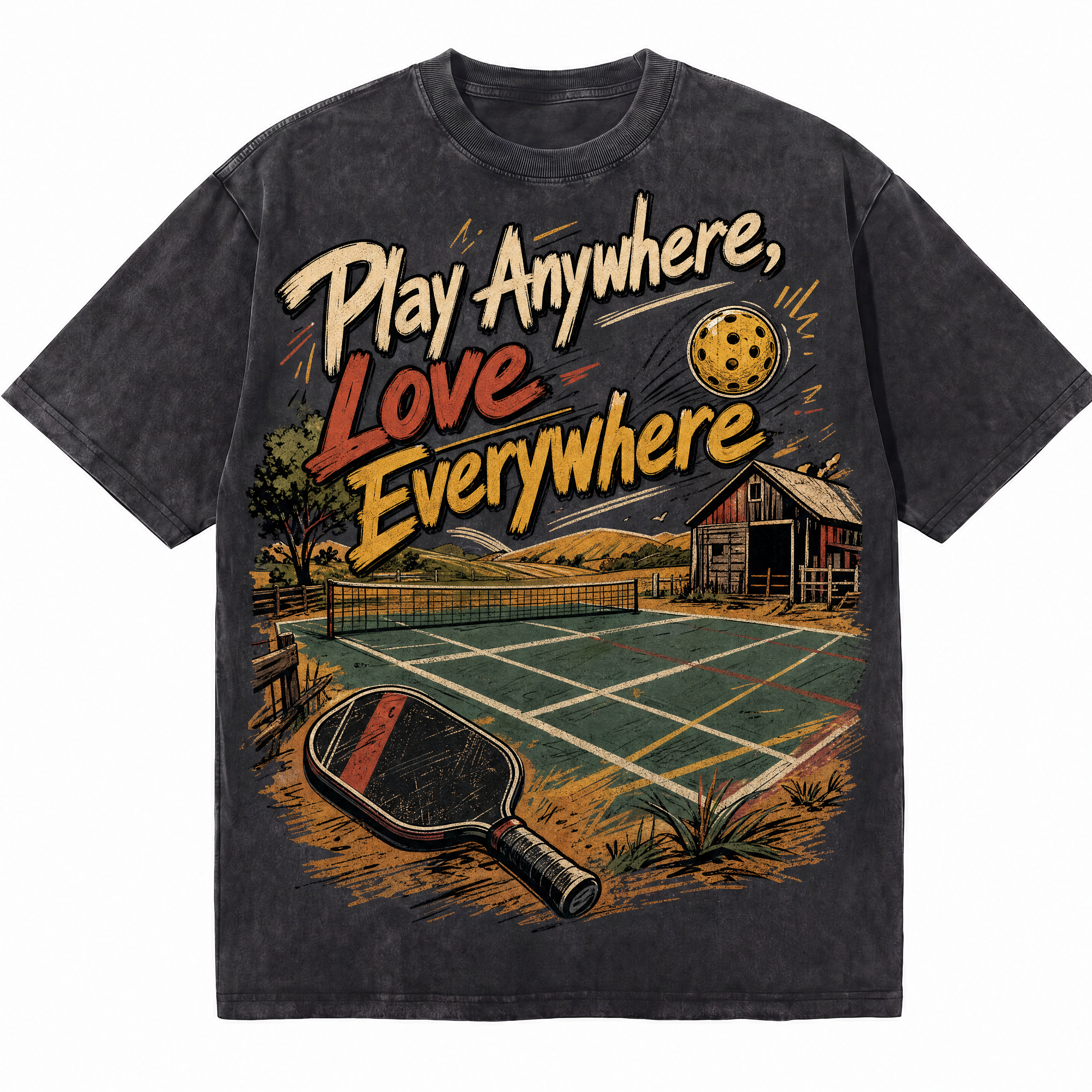 Lawless Row "Play Anywhere, Love Everywhere" Pickleball Washed Tee