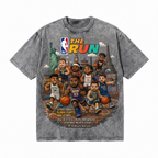 Lawless Row "The Run: Global Hoops" NBA Pixel Washed Grey Oversized Tee