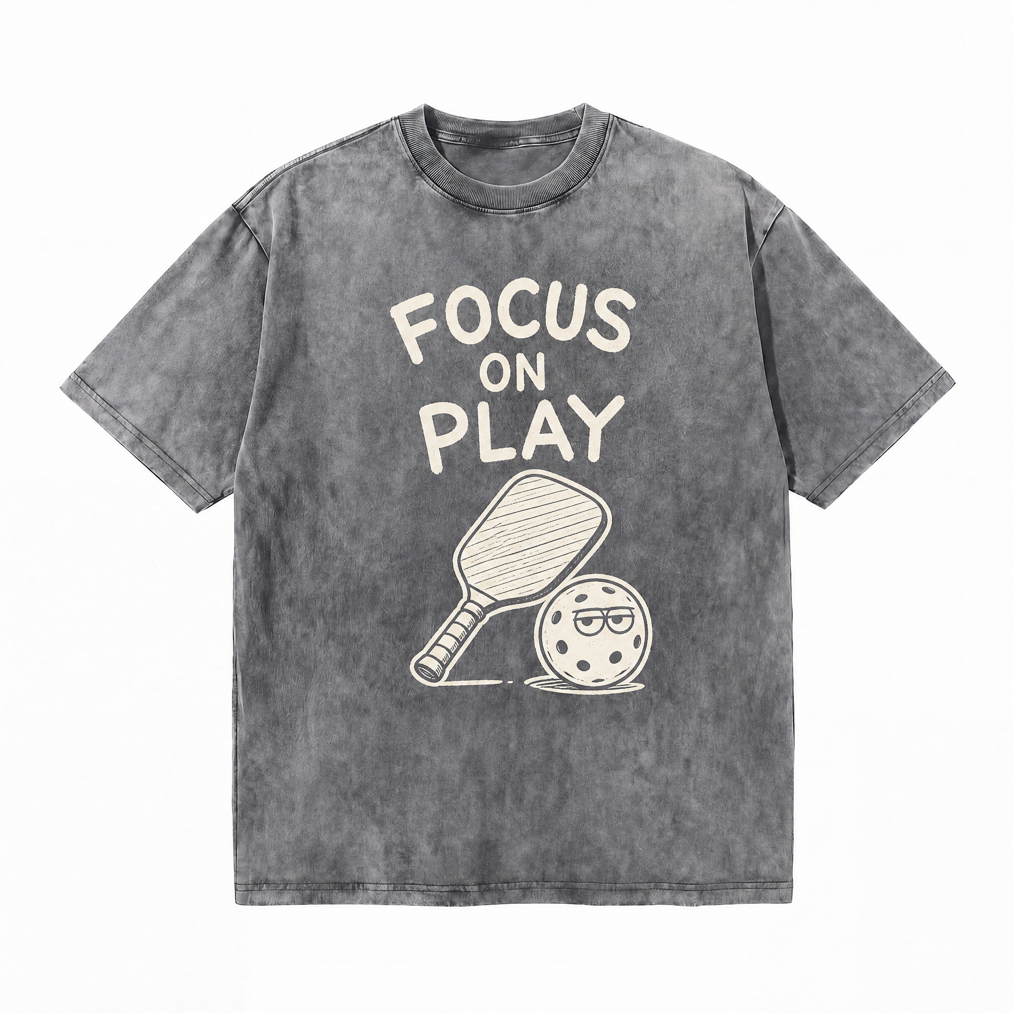 Lawless Row "Focus On Play" Pickleball Washed Grey Oversized Tee