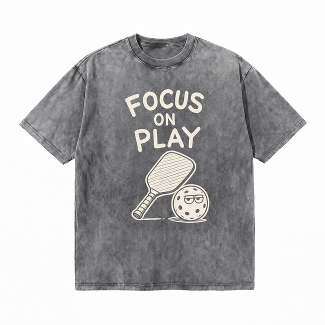 Lawless Row "Focus On Play" Pickleball Washed Grey Oversized Tee Hover Image