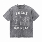 Lawless Row "Focus On Play" Pickleball Comic Washed Grey Oversized Tee