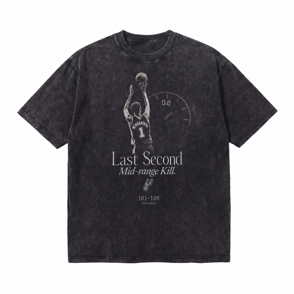 Lawless Row "Wemby Last Second Mid-Range Kill" Spurs Washed Black Oversized Tee