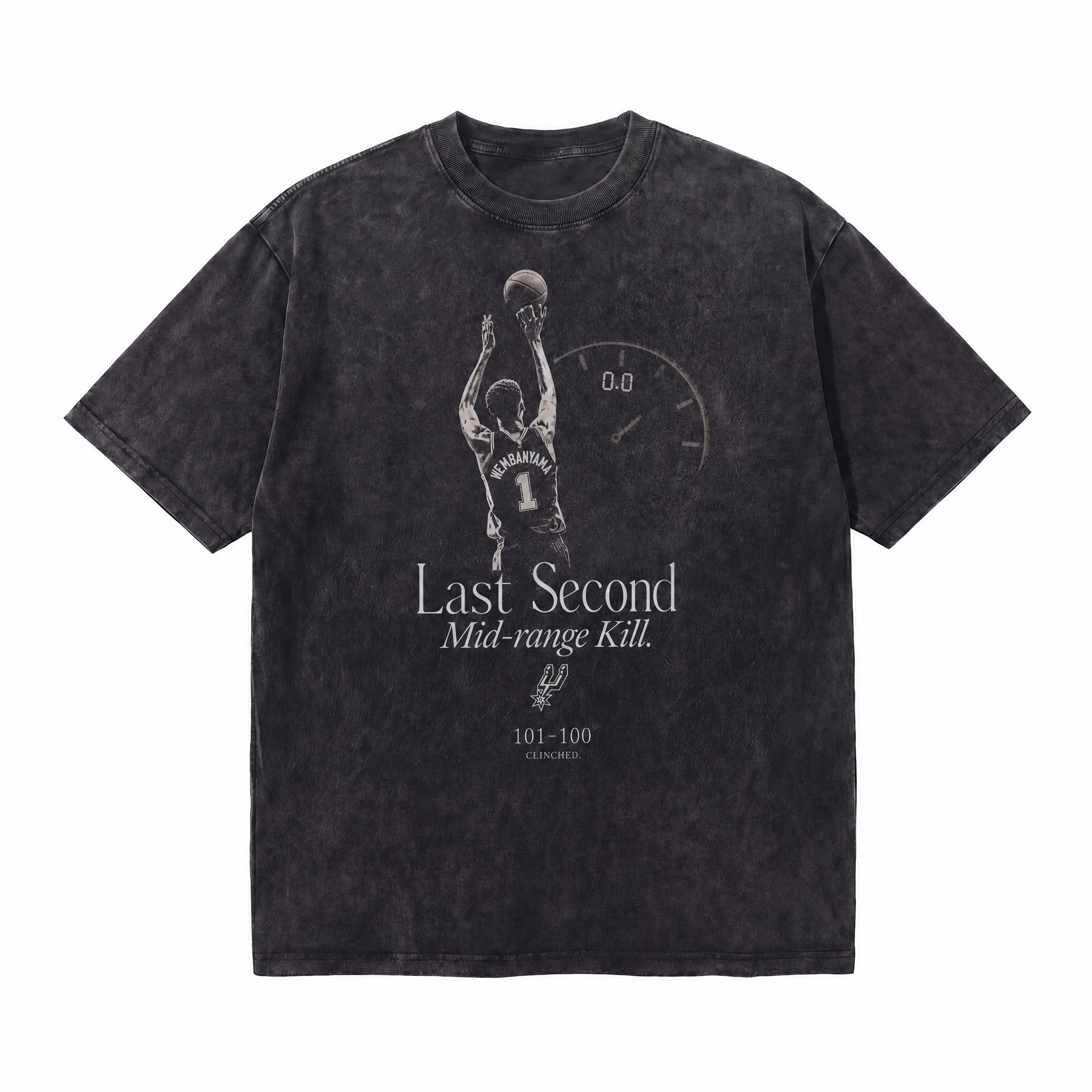Lawless Row "Wemby Last Second Mid-Range Kill" Spurs Washed Black Oversized Tee