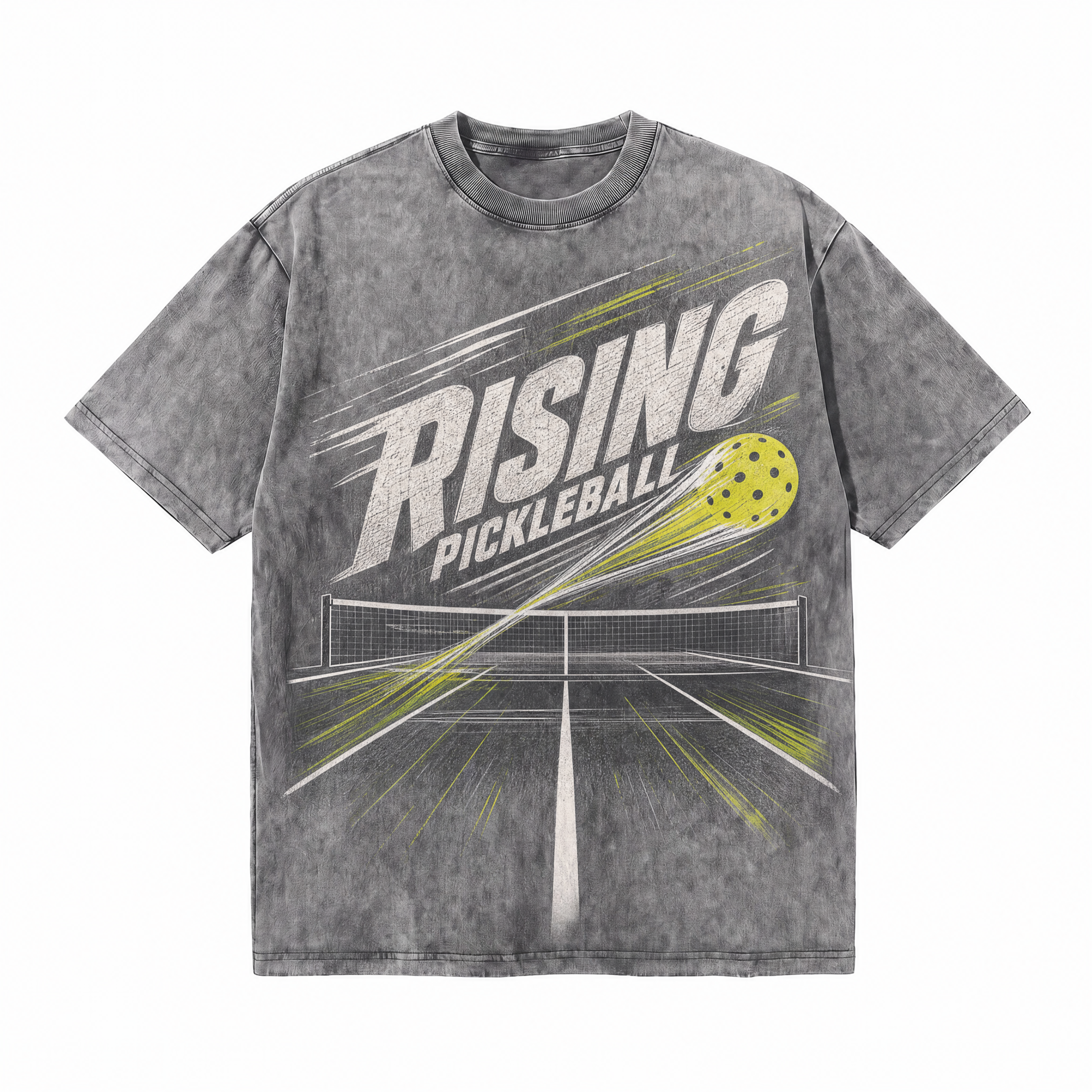 Lawless Row "Rising Pickleball" Retro Speed Washed Grey Oversized Tee