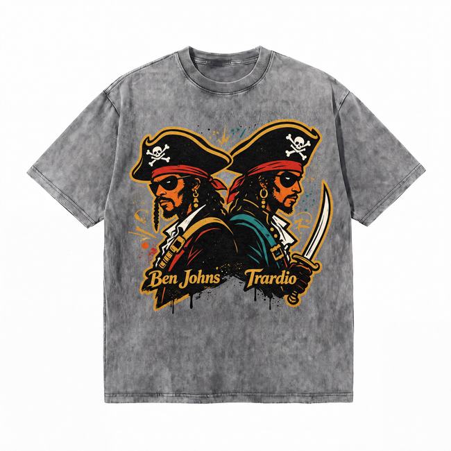 Lawless Row Ben Johns & Tardio Pirate Duo Washed Grey Oversized Tee Hover Image