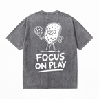 Lawless Row "Focus On Play" Pickleball Mascot Washed Grey Oversized Tee