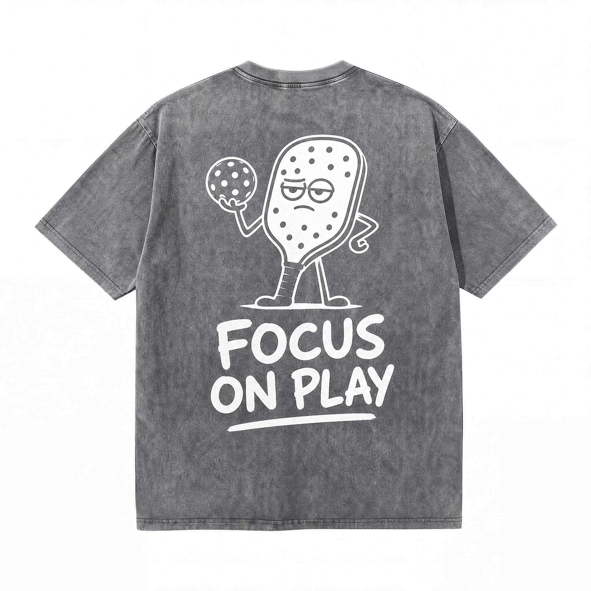 Lawless Row "Focus On Play" Pickleball Mascot Washed Grey Oversized Tee