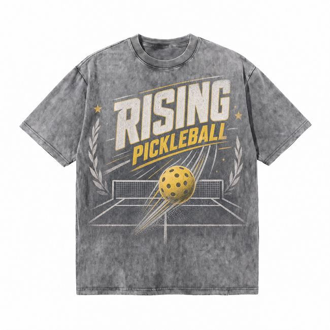 Lawless Row "Rising Pickleball" Vintage Championship Washed Grey Oversized Tee Hover Image
