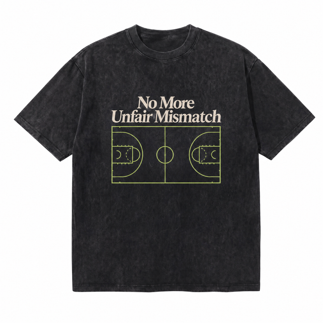 Lawless Row "No More Unfair Mismatch" Basketball Court Washed Black Tee Hover Image