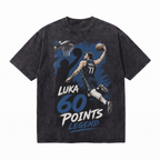Lawless Row "Luka Doncic 60 Points Legend" Mavericks Washed Black Oversized Tee