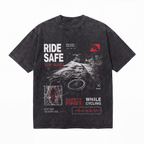 Lawless Row "Ride Safe" Cycling Safety Washed Black Oversized Tee