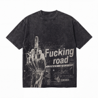 Lawless Row "Fucking Road" Middle Finger Washed Black Oversized Tee