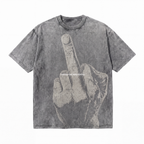 Lawless Row "Keep Moving" Middle Finger Washed Grey Oversized Tee