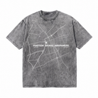 Lawless Row "Position Signal Awareness" Minimal Map Washed Grey Oversized Tee