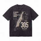 Lawless Row "5 Days Manhattan Ride" Cycling Washed Black Oversized Tee