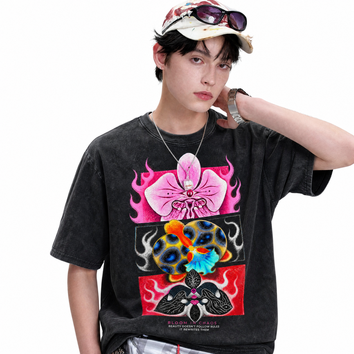Lawless Row Bloom In Chaos Tee | Vintage Washed Streetwear
