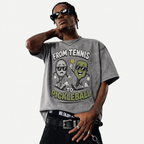Lawless Row "From Tennis To Pickleball" Retro Cartoon Washed Grey Tee
