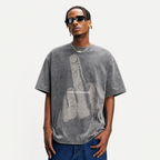 Lawless Row "Keep Moving" Middle Finger Washed Grey Oversized Tee