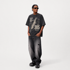Lawless Row "5 Days Manhattan Ride" Cycling Washed Black Oversized Tee