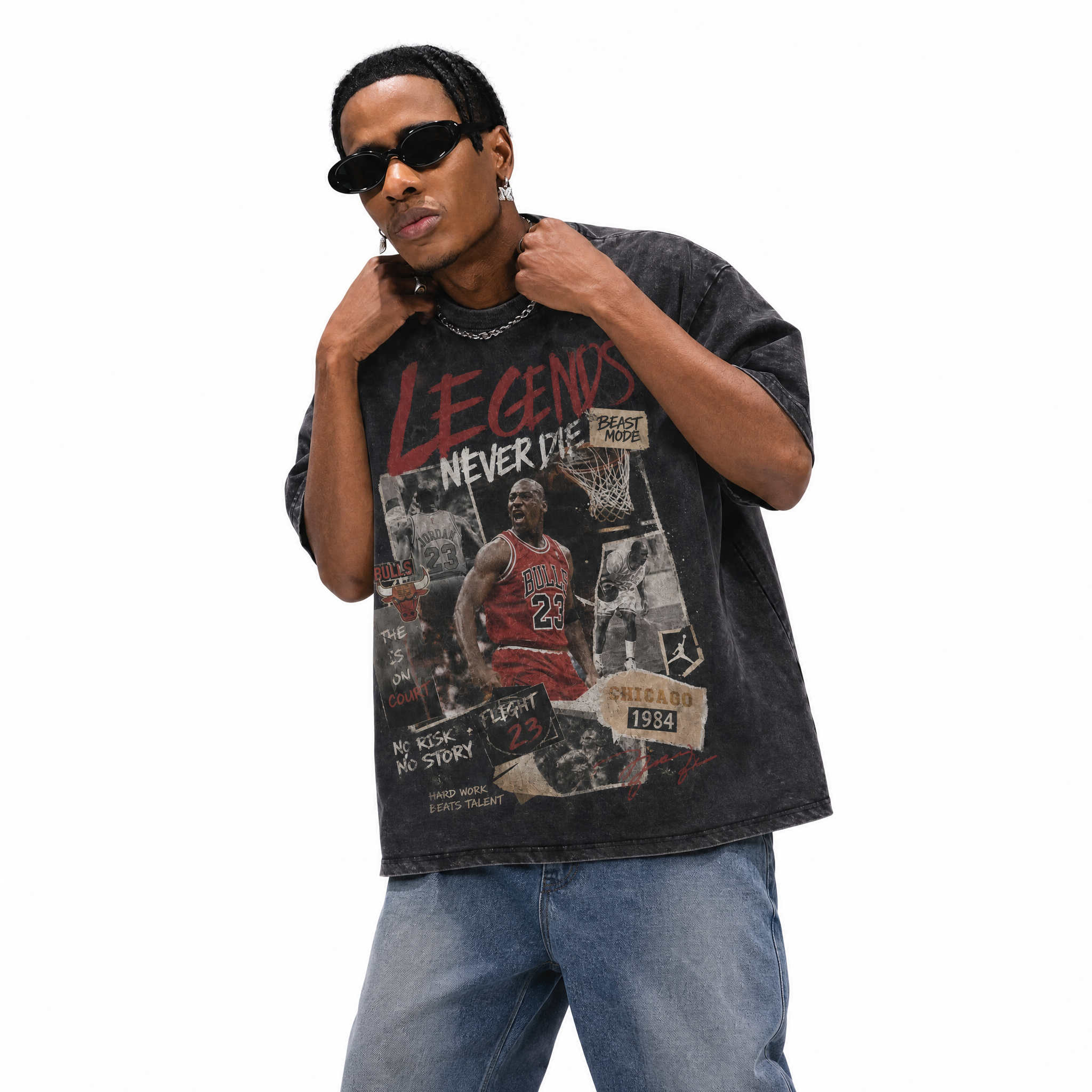 LAWLESSROW "The Scream Hooper" - Michael Jordan Vintage Washed Heavyweight Oversized Graphic Tee