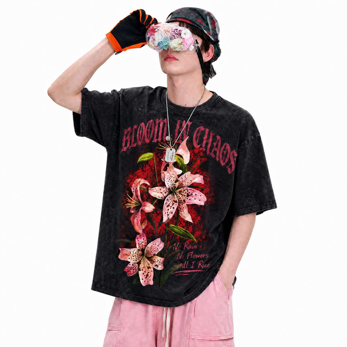 LAWLESSROW Bloom In Chaos Tee  Vintage Washed Streetwear